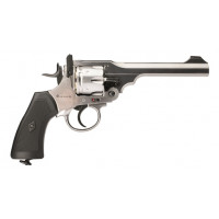 Webley MKVI Service 6 inch Revolver 12g co2 Air Pistol .177 ( 4.5mm BB version .455) Silver Finish with Black 2.1 ft/lbs (WPIMK6S)